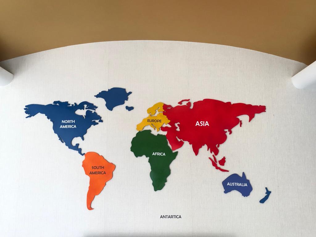 World Map Embossed Wall Mural
